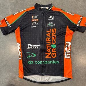 Vintage Y2K Giordana Cycling Jersey Natural Grocers Racing XP Black Orange M